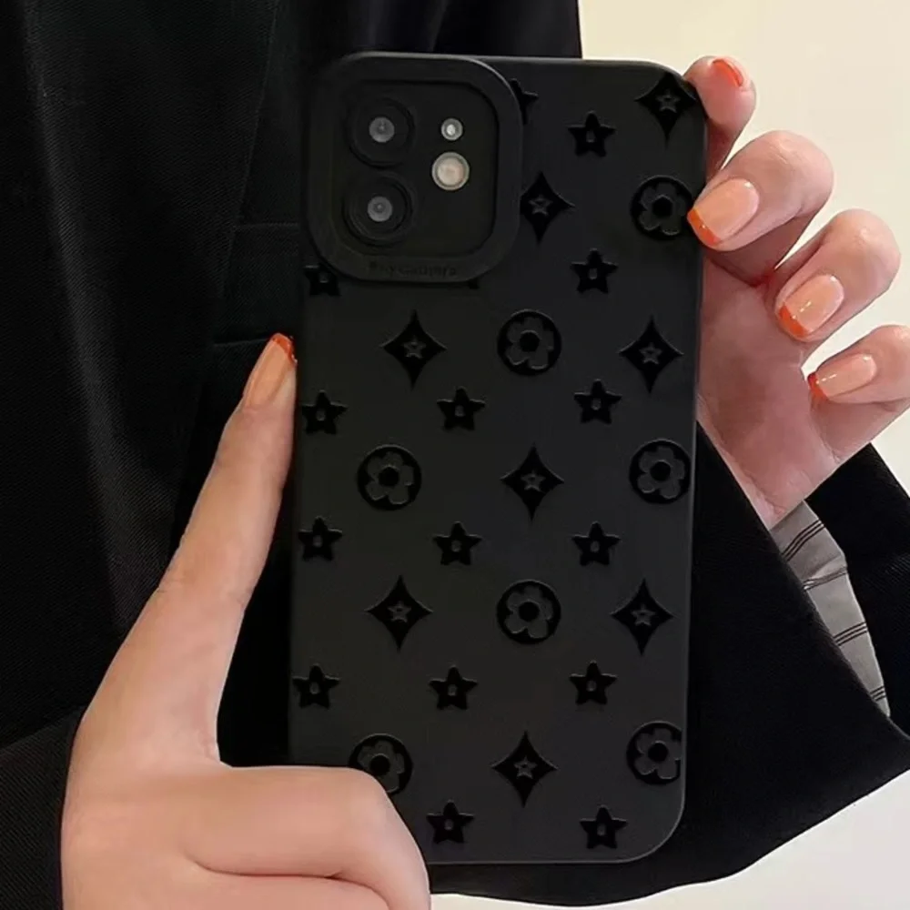 NEW iPhone 12 Diamond Flower Star Designer Inspired Black Phone Case - Picture 2 of 3